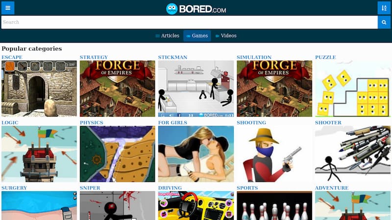 Bored.com - Website chơi game miễn phí thú vị