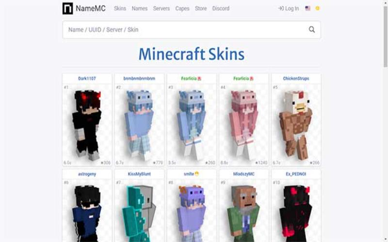 NameMC là trang web cung cấp nhiều trang phục Minecraft độc đáo